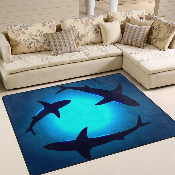 Undersea Coral Reef Dolphin Shark Area Rugs Bedroom Carpet Living Room Floor Mat 