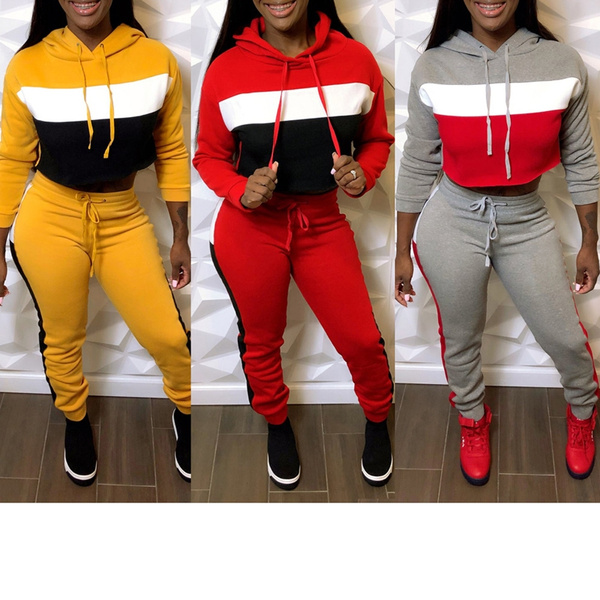 Womens Hooded Tracksuit Set Zip Up Tracksuits Women 2 Piece Casual