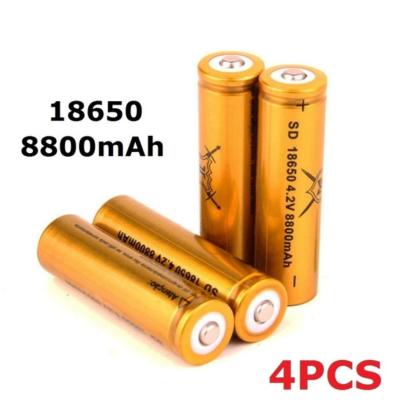 4Pcs 18650 8800mAh Lithium Battery Cell Battery Rechargeable Battery  Portable 3.7V Li-ion Battery
