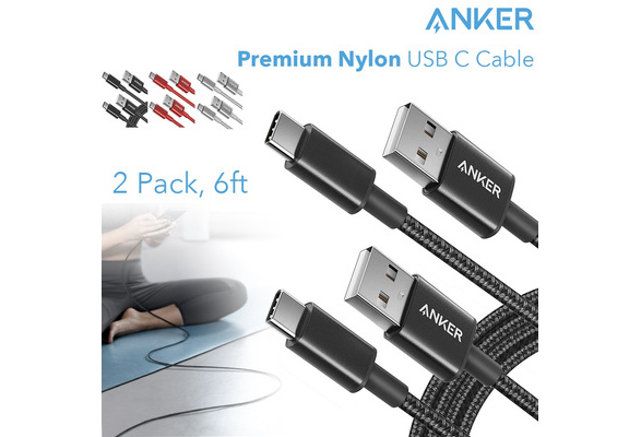  Anker USB C Cable, [2-Pack, 6ft] Premium Nylon USB A