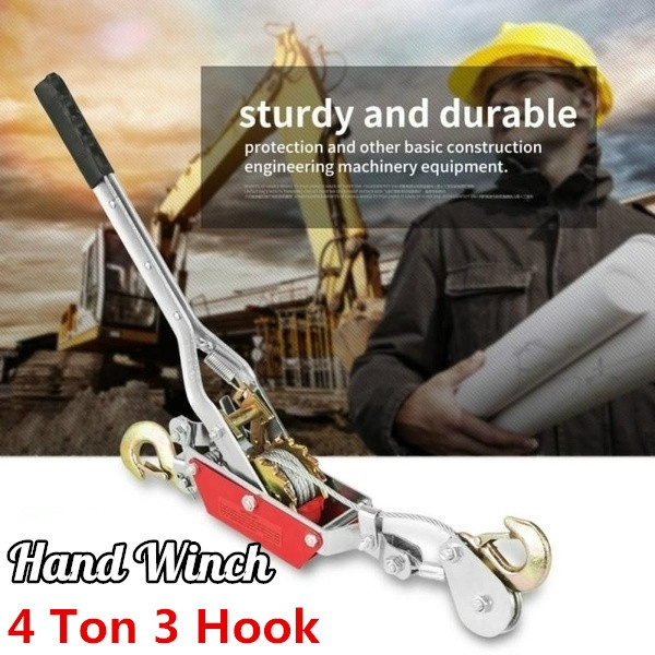 4 Ton 3 Hook Cable Puller Hand Winch Puller Crane Turf-Er for Car Ships ...