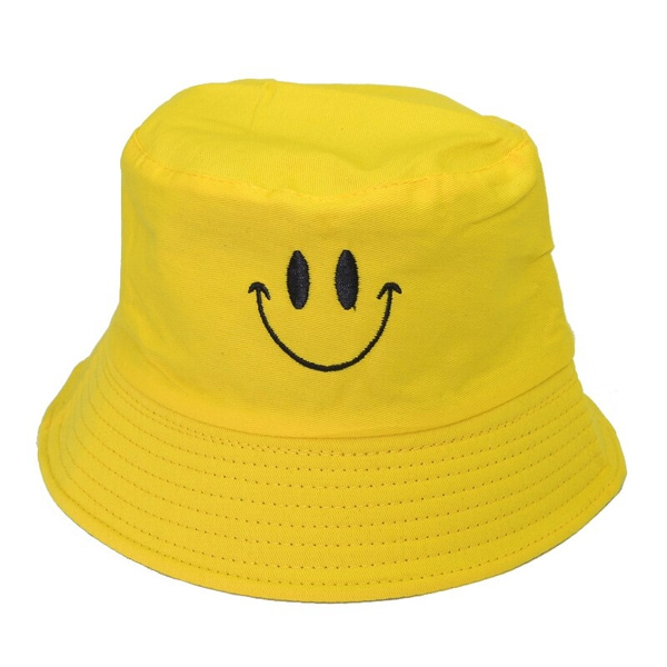 Casual Embroidery Smiley Face Fisherman Hat For Women Men Fashion Simple  Outdoor Double sided wear sun cap panama bucket hat | Wish