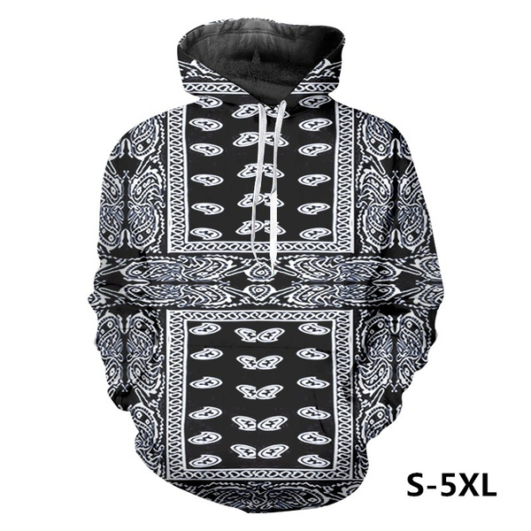 black bandana print hoodie