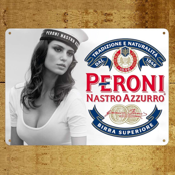 Peroni nastro azzurro lager beer vintage style metal wall plaque sign 