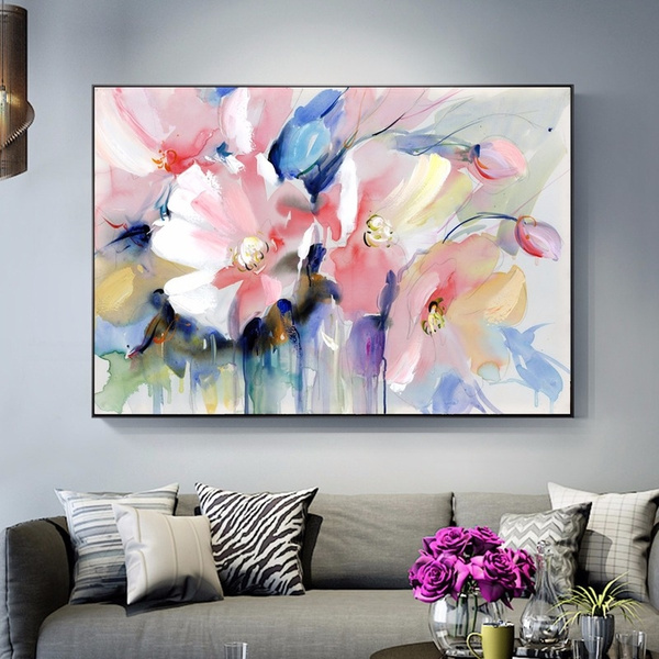 I Art Print Home Decor Wall Art Poster Abstract Flower Watercolor Painting