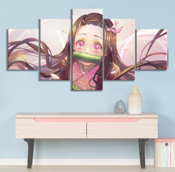 5pcs HD Anime Girl Wall Picture Kamado Nezuko Demon Slayer Kimetsu No ...