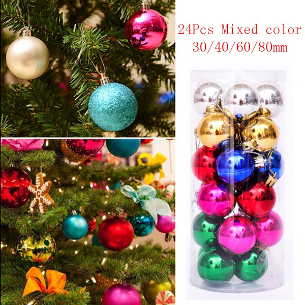 Glitter Christmas Baubles Xmas Tree Ornament Ball Christmas Decor 30/40/60 New 
