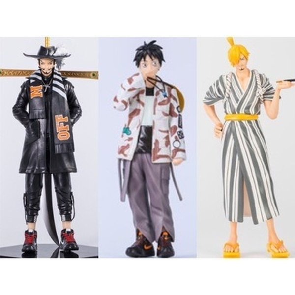 Anime One Piece Street Fashion Monkey D Luffy Sanji Dracule Mihawk Pvc Action Figure Collectible Model Doll Toy 0mm Collection Gift Cartoon Hobby Collector Christmas Gift Halloween Gift Christmas Gift Wish