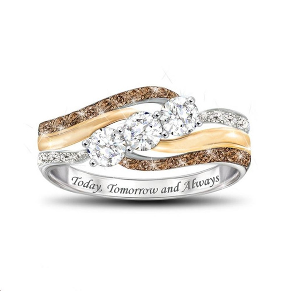 White Topaz Fashion Women Engagement Wedding Ring Gift Size 6-10 