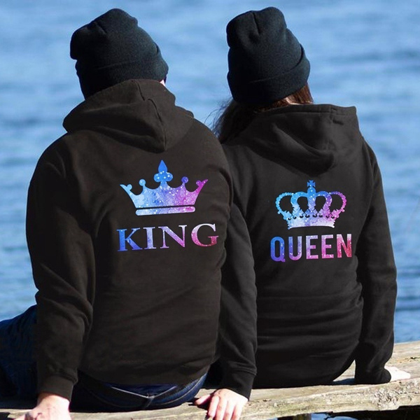 king and queen moletom com capuzs