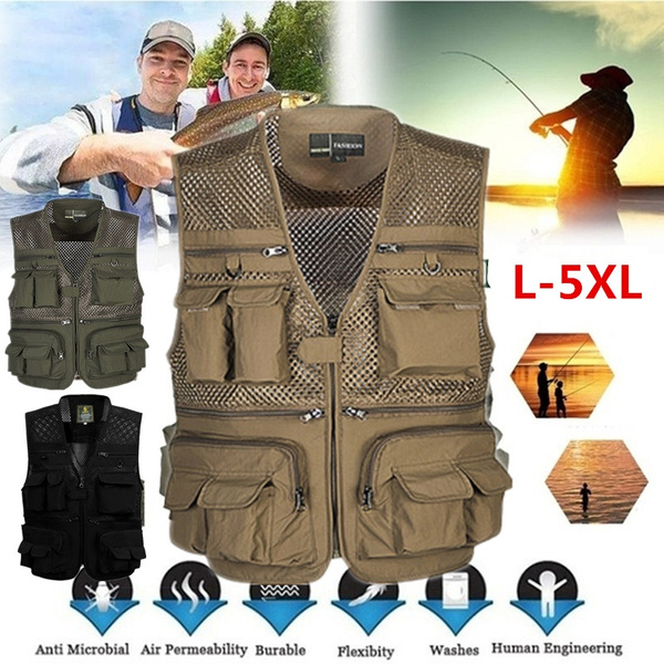 Multi Pockets Fishing Hunting Mesh Vest Mens Outdoor Leisure