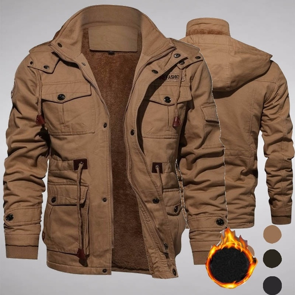 Men's winter fleece warm hot sale hooded jackets thick outerwear