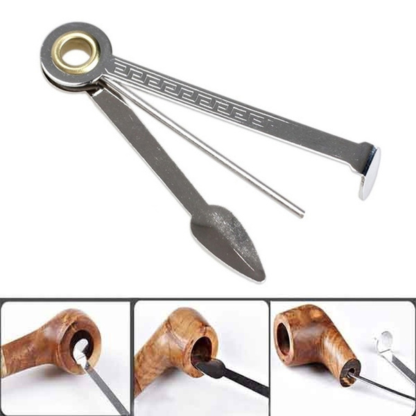 3 in1 Stainless Steel Tobacco Smoking Pipe Reamers Tamper Cleaning Tool Useful 