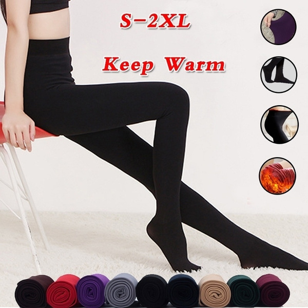 New Leggings Women Fashion Fur 9 Colors Brushed Stretch Fleece Lined Thick  Tights Ladies Autumn Warm Winter Pants Warm Leggings Size XS-XXL