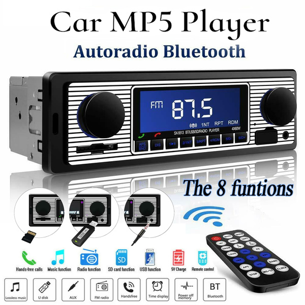 Bluetooth Vintage Car Radio MP3 Player Stereo USB AUX Classic Car Stereo Au E4F2 