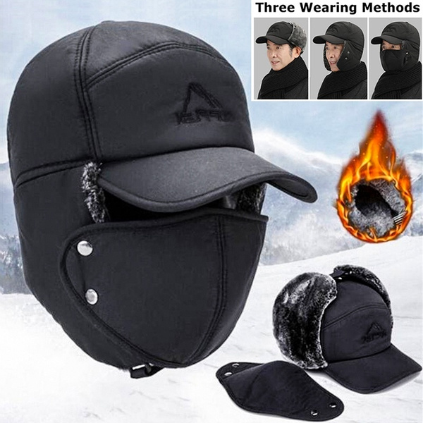 AMORON Unisex Winter Windproof hat with Breathable Vents with Adjustable Chin Strap face Mask for Snowboard Cycling Snow Hat