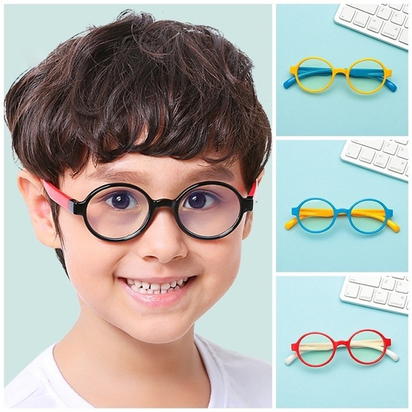 Shiratori Kids Childrens Anti-Blu-ray Glasses Nerd Retro Silicone Clear Lens Eye Glasses Soft Frame 