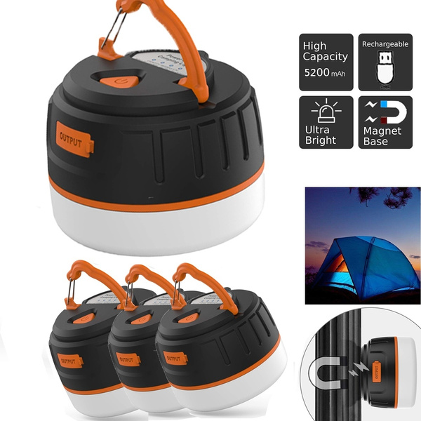 (4-Pack) Camping Lights, LED Tent Light with Power Bank 5200mAh, USB Camping Lantern ...