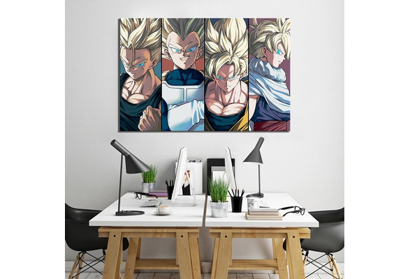 Imagem dos desenhos animados HD de Dragon Ball Z, Super Saiyan, Goku,  Vegeta, Gohan, Trunks, Arte, Pinturas de lona para Quarto, Wall Decor, 4  PCs - AliExpress