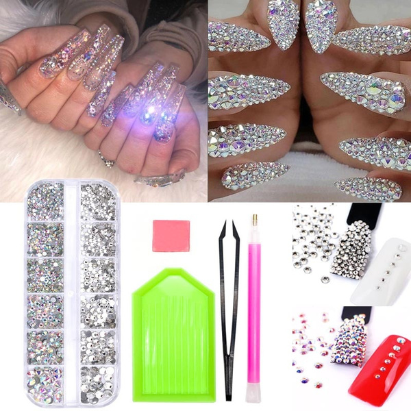 12Grids/Set Crystal Rhinestone Diamond Gems 3D Glitter Nail Art