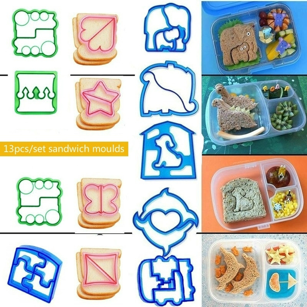 13pcs DIY Sandwich and Bread Crust Cutter Moulds Animal Shape Lunch ...