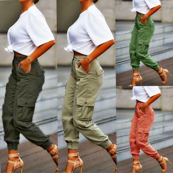 Bell Bottom Cargo Pants for Women Cotton Solid Color Streetwear Trousers  with Multi-Pockets Vintage Loose Outdoor Flare Leg Pant - Walmart.com