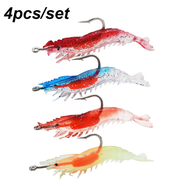 Sea Fishing Prawn Lure Hook Worm Silicone Shrimp Fake Bait Shrimp Soft Baits
