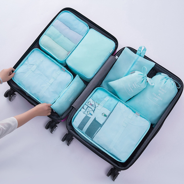 Travel Essentials, 8 Set Compression Packing Cubes for Suitcases