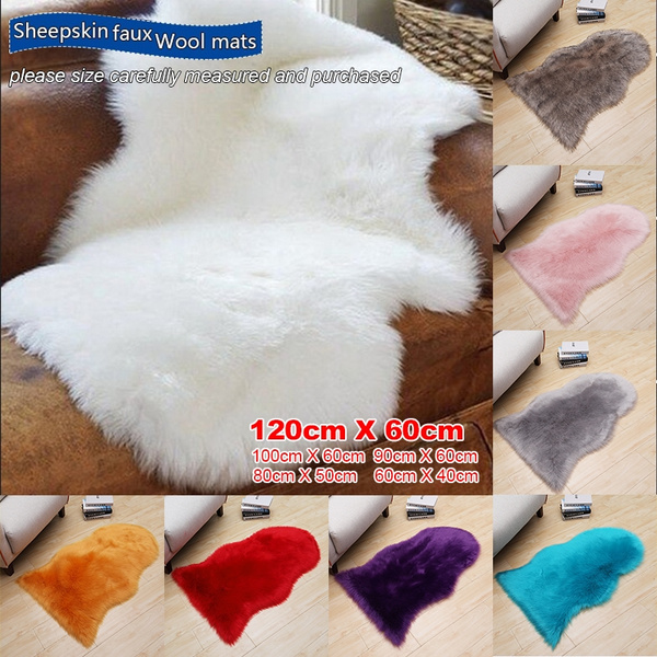 Pure Super Soft Blanket Faux Fur Mats Shiny Sheepskin Wool Carpet Washable Rugs 
