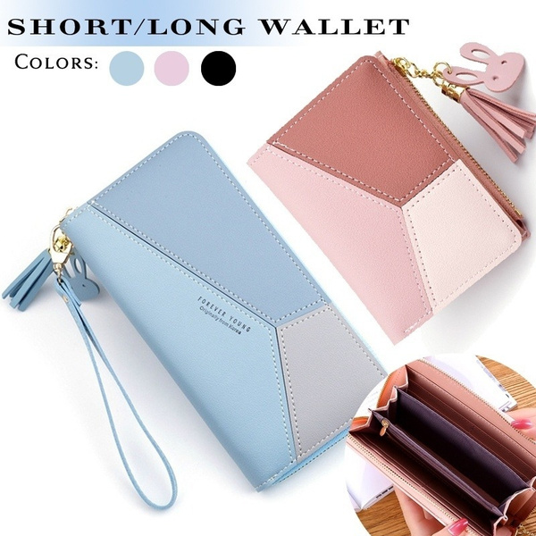 1 Pc Geometric Pink Wallets Phone Pocket Purse Card Holder Patchwork ...