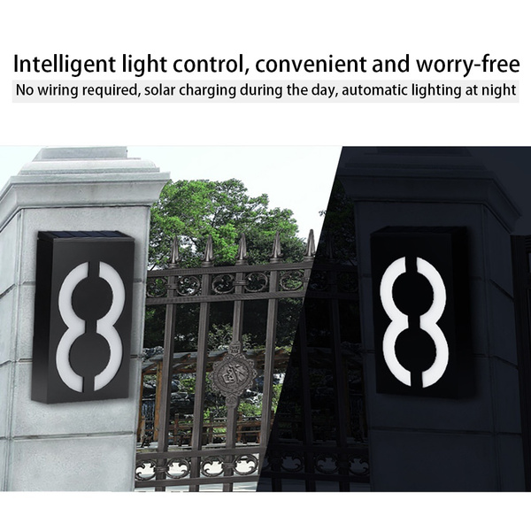 Led Solar Power Light Sign House Hotel Door Address Plaque Outdoor Wall Number Digits Plate Lamp Home High Brightness Wish Led Solar Power Light Sign House Hotel, Address Sign Led Light