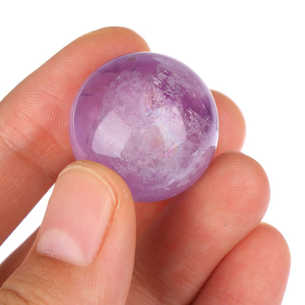 Natural Pink Amethyst Quartz Stone Sphere Healing Gemstone Crystal Fluorite Ball 