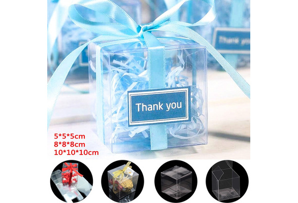 50Pieces/lot Clear Square Wedding Favor Gift Box PVC Transparent