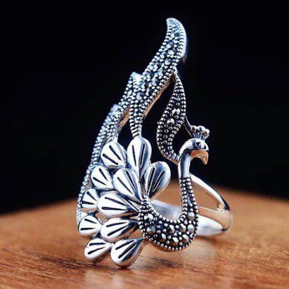 peacock, Fashion, wedding ring, 925 silver rings