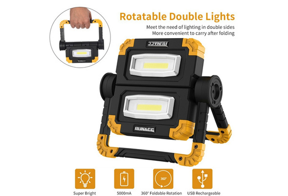 360°Rotation LED Work Light Outdoor USB Rechargeable Folding Stand FloodLight SA 