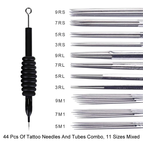 Tattoo Needles Tube Combo 44pcs Assorted Pre-sterilized Tattoo Needles And Disposable  Tattoo Tube Set | Wish