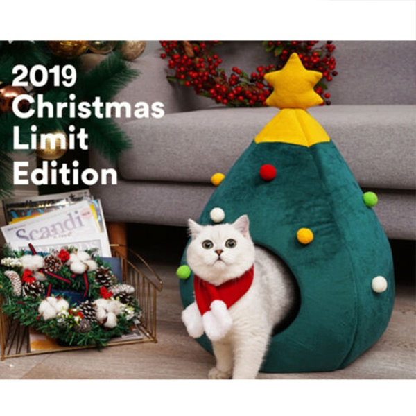 cat christmas tree bed