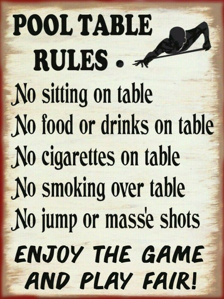 Pool Table Rules Billards Canvas Liquor Bar Pool Man Cave Sign Home Decor Wish