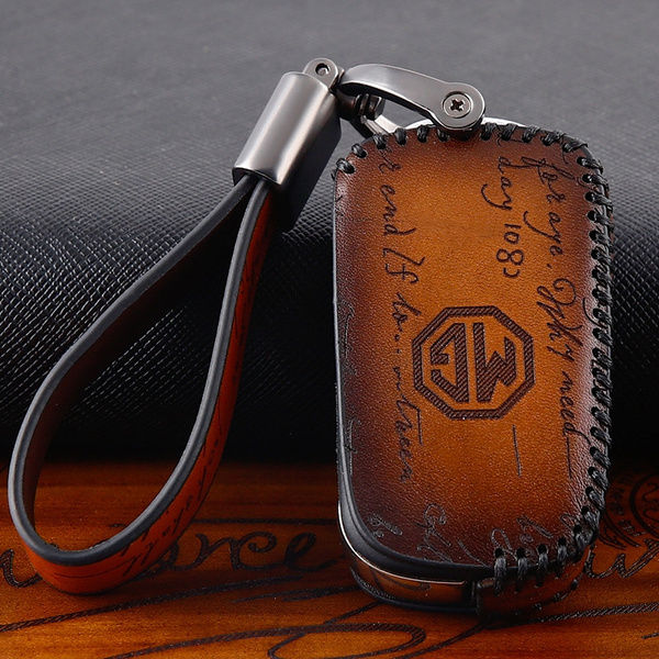 Genuine Leather Car Key Case Cover Accessorie Fog MG MorrisGarages MG3 5 6  7 TF GT