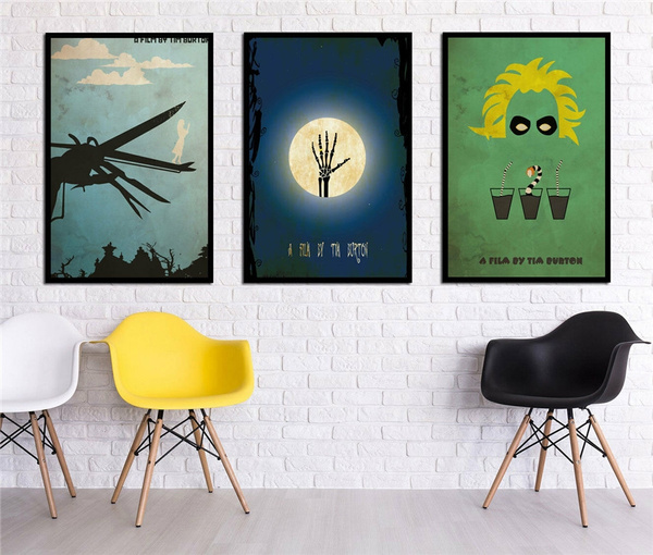 No Frame Rolled Up Canvas Tim Burton s 3 Pieces Paintings HD Print on Canvas Home Decor Room Wall Art Poster