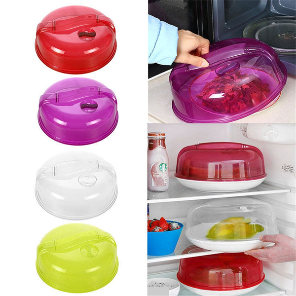 Plastic Microwave Plate Cover Food Spatter with Steam Vented Clear Lid