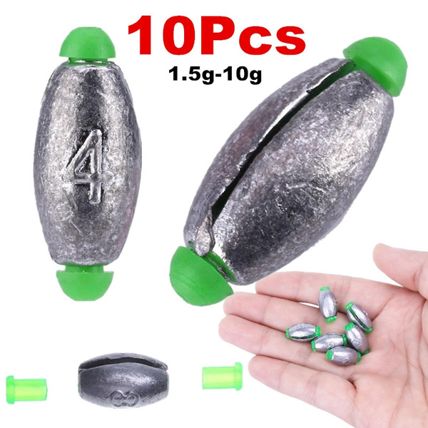 Weights opening Mouth Hook Connector Fishing Lead fall Olive Shaped  Sinker 