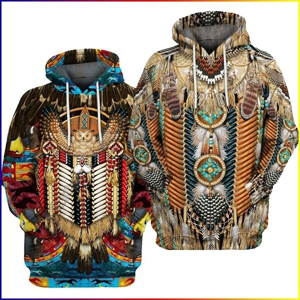 native american 3d moletom com capuzs