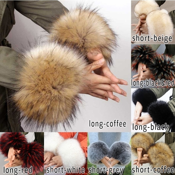 Winter Women S Coat Cuff Faux Fur, Fur Cuff Coat For Womens