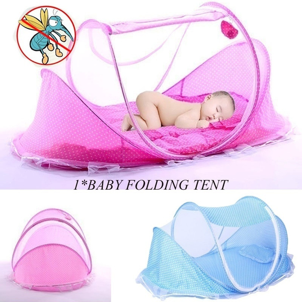1pcs Portable Foldable Baby Bed Mosquito Net Polyester Newborn Sleep Bed Travel Bed Wish