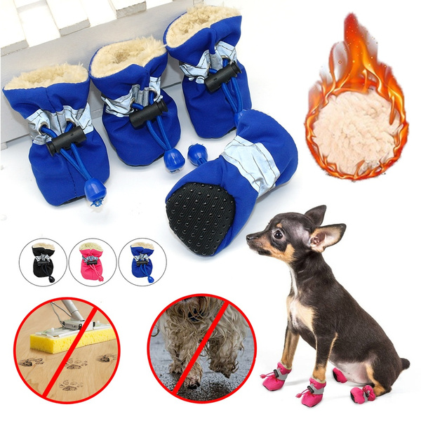 4pcs Small Cats Thick Puppy Socks Anti-slip Rain Snow Boots Pet