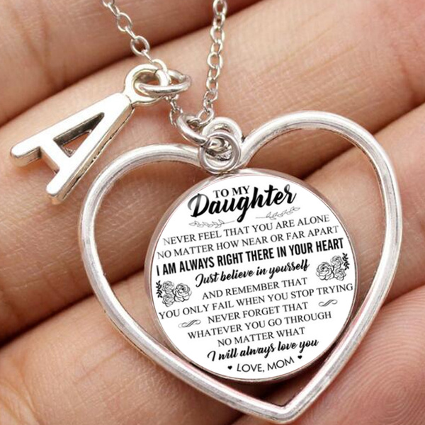 To My Daughter Letter Necklace Heart 