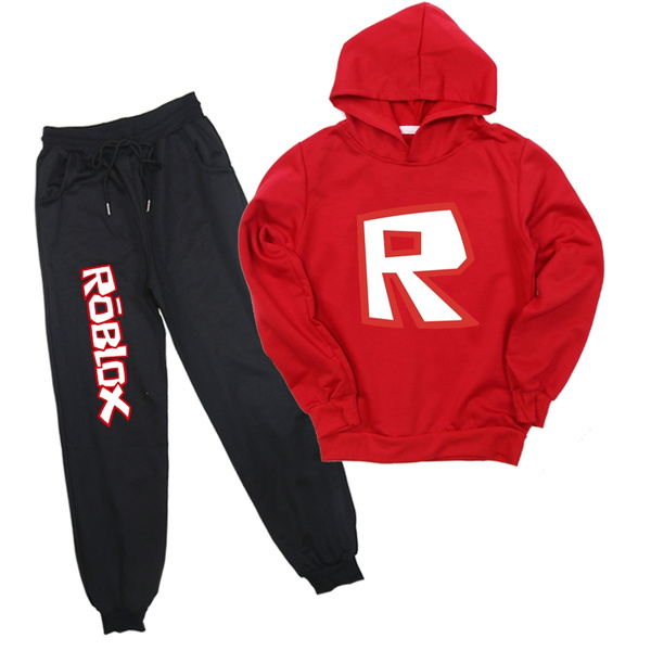 Cartoon Roblox Printed Children Jogging Suit Kids Boys Girls Casual Long Sleeve Loose Pullover Hoodies And Long Pants Wish - team 10 red joggers roblox