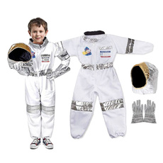Toddler Kids Astronaut Costume Jumpsuit Space Pretend Play Outfit with Hat Glove YVO