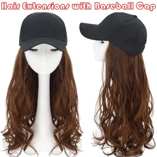 wig, Women, longwavycurlyponytail, hatwig